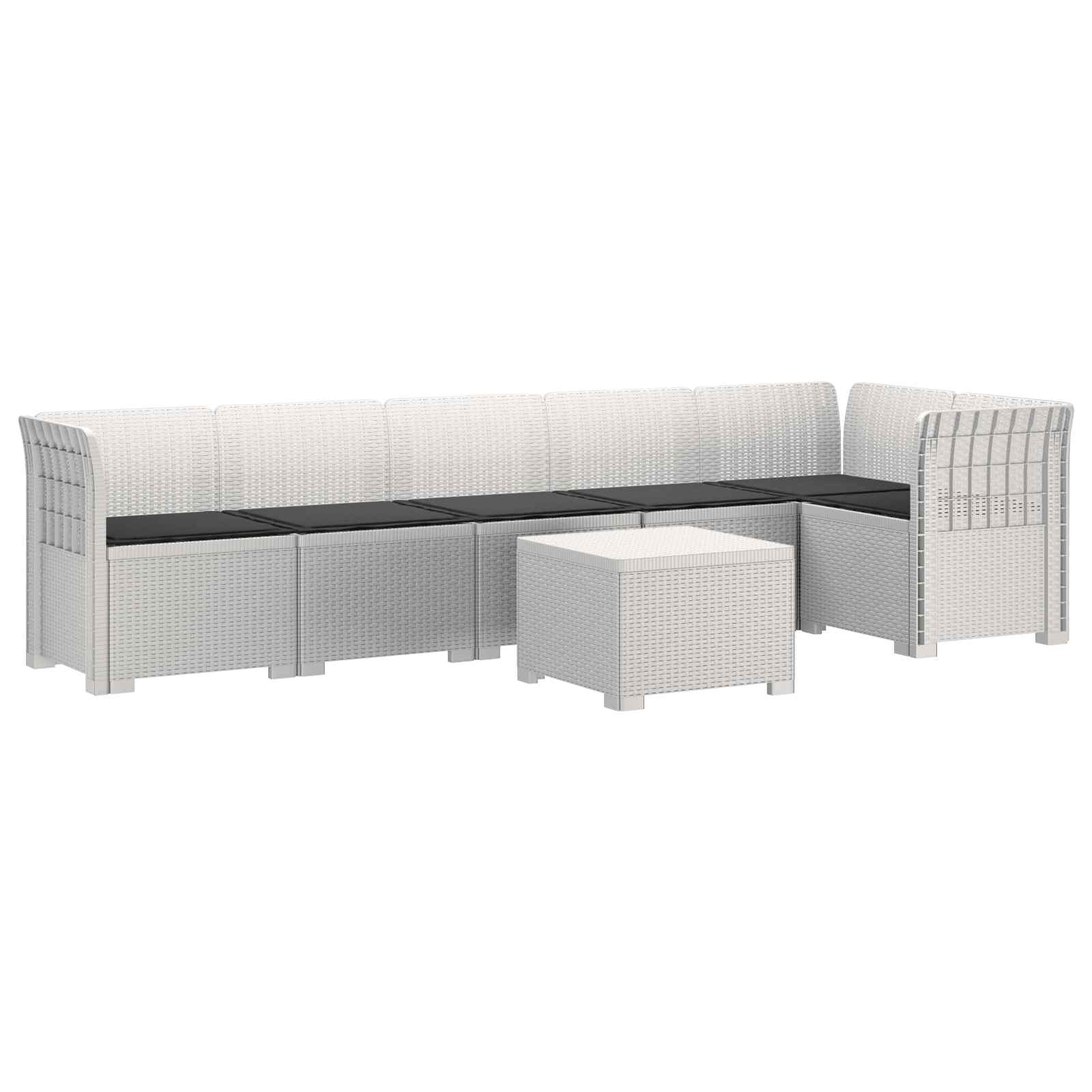 Divano da Giardino 6 Posti con Cuscini Aspetto Rattan PP Bianco | homemem39