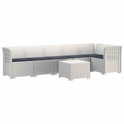 Divano da Giardino 6 Posti con Cuscini Aspetto Rattan PP Bianco | homemem39
