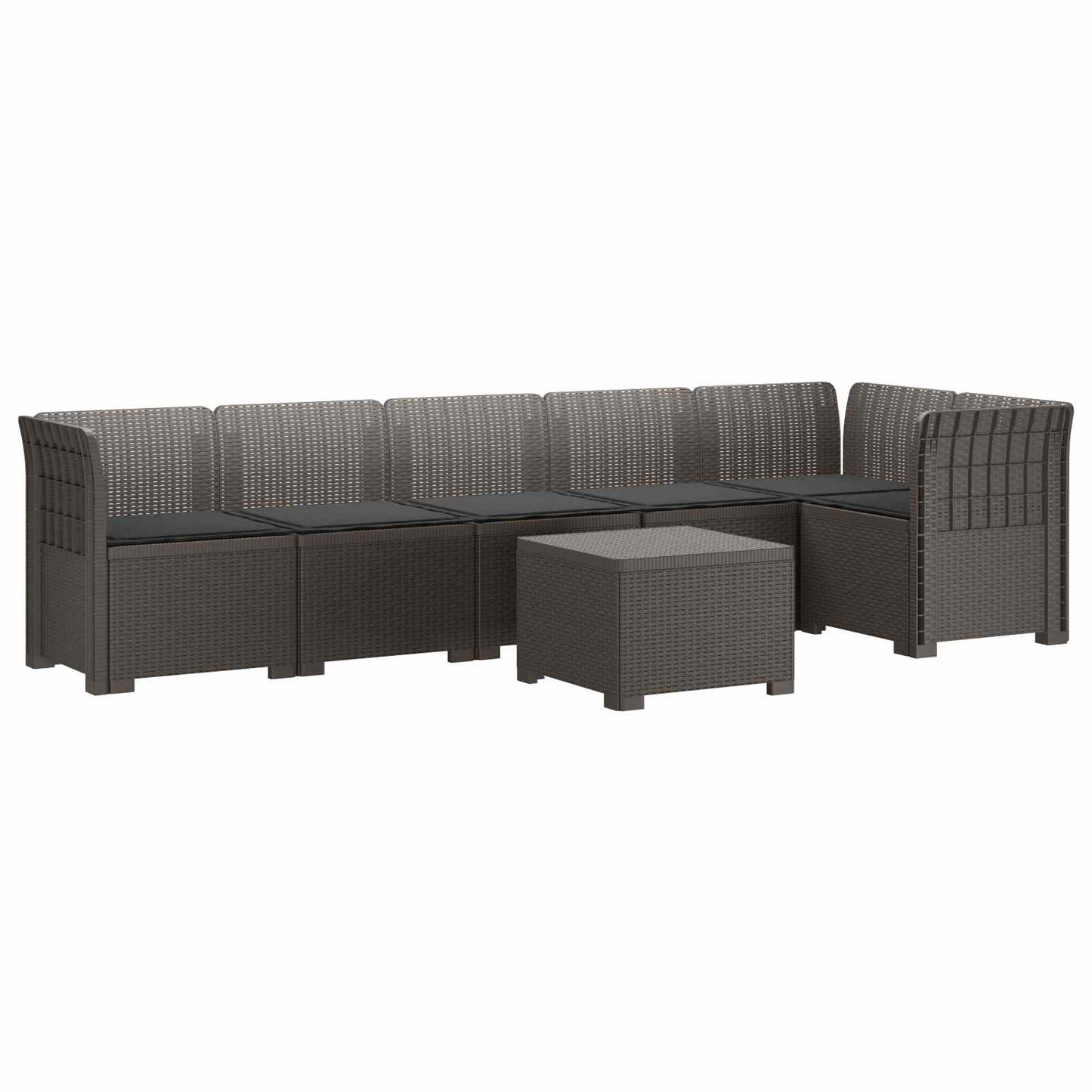 Divano da Giardino 6 Posti con Cuscini Aspetto Rattan PP | homemem39