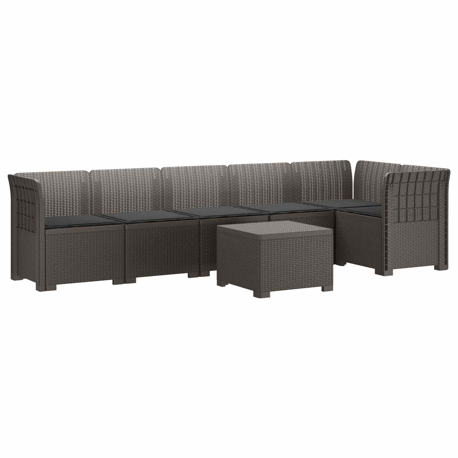 Divano da Giardino 6 Posti con Cuscini Aspetto Rattan PP | homemem39