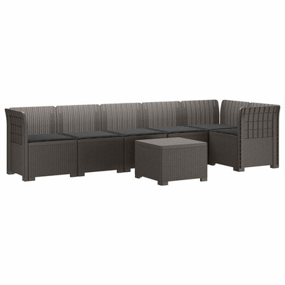 Divano da Giardino 6 Posti con Cuscini Aspetto Rattan PP | homemem39