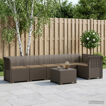 Divano da Giardino 6 Posti con Cuscini Aspetto Rattan PP | homemem39