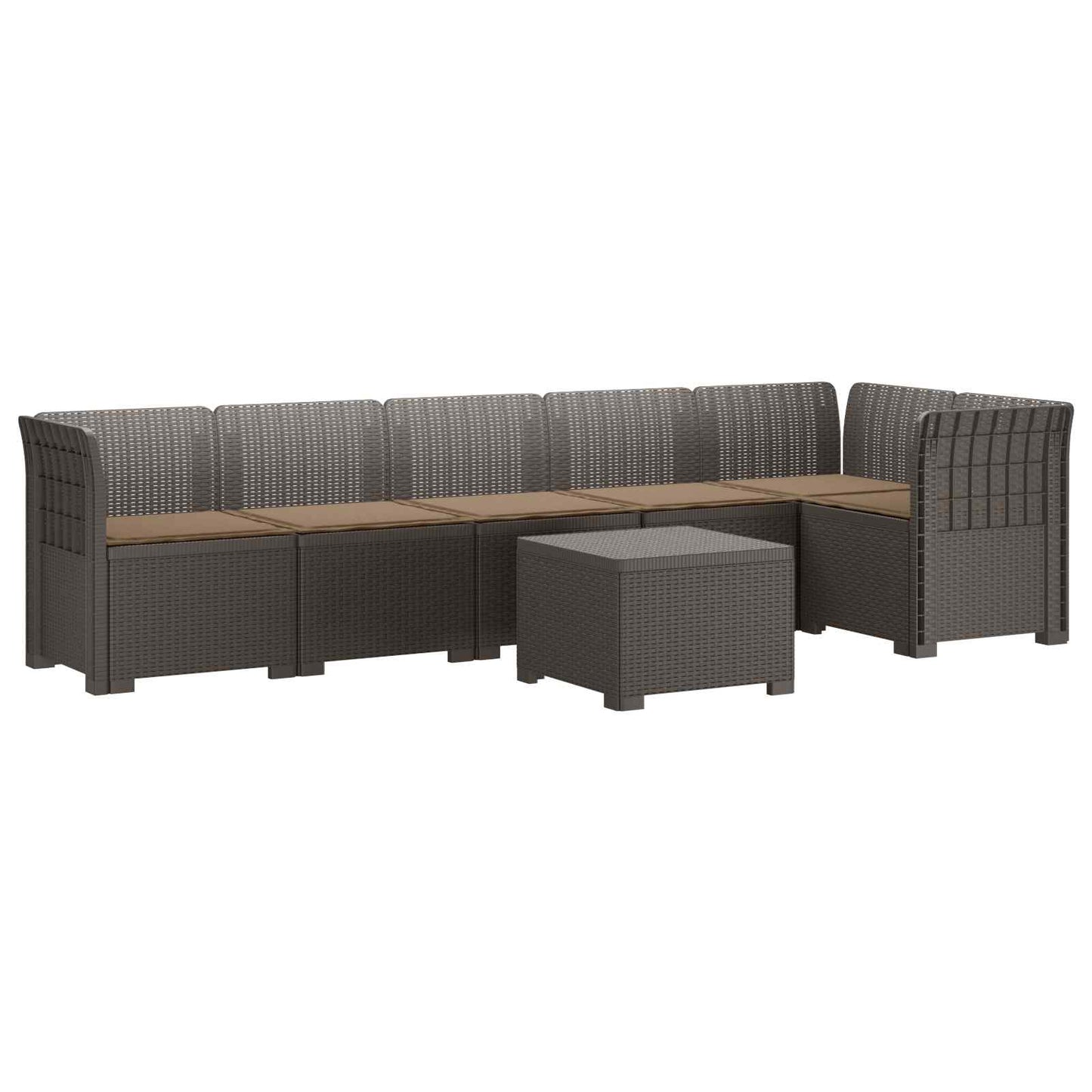 Divano da Giardino 6 Posti con Cuscini Aspetto Rattan PP | homemem39