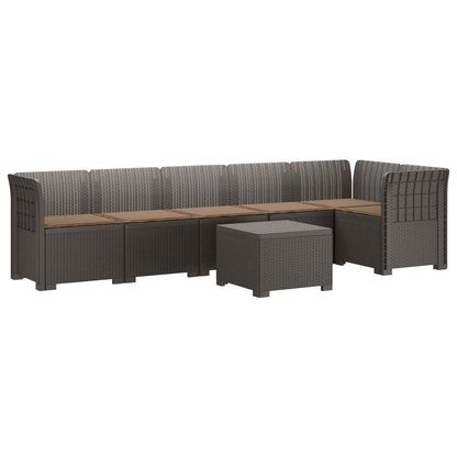 Divano da Giardino 6 Posti con Cuscini Aspetto Rattan PP | homemem39