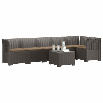 Divano da Giardino 6 Posti con Cuscini Aspetto Rattan PP | homemem39