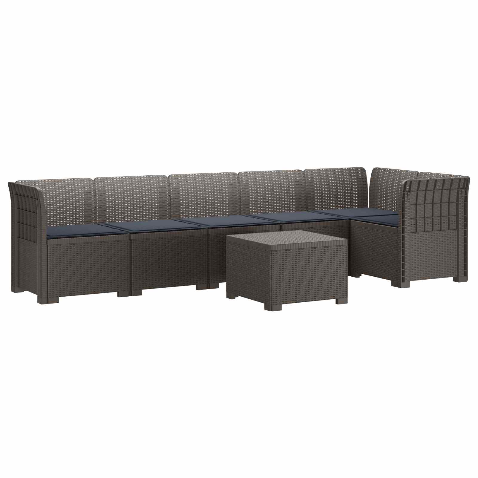 Divano da Giardino 6 Posti con Cuscini Aspetto Rattan PP | homemem39