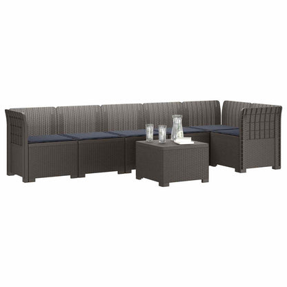 Divano da Giardino 6 Posti con Cuscini Aspetto Rattan PP | homemem39