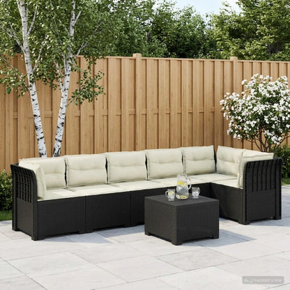 Divano da Giardino 6 Posti con Cuscini Aspetto Rattan PP | homemem39