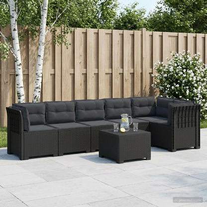 Divano da Giardino 6 Posti con Cuscini Aspetto Rattan PP | homemem39