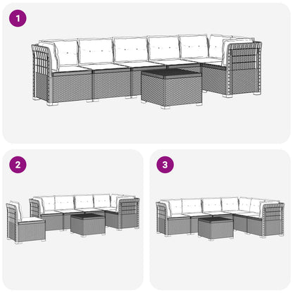Divano da Giardino 6 Posti con Cuscini Aspetto Rattan PP | homemem39