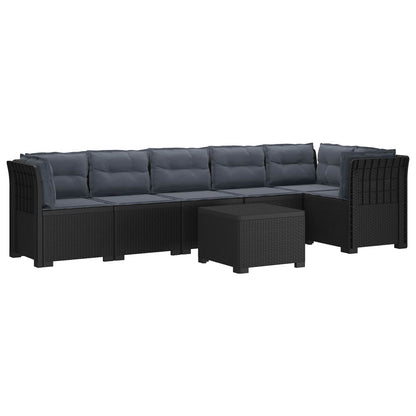 Divano da Giardino 6 Posti con Cuscini Aspetto Rattan PP | homemem39