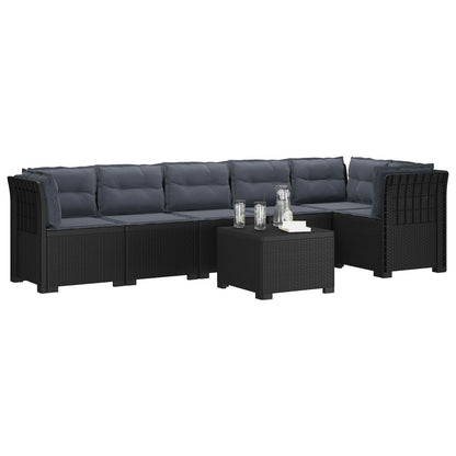 Divano da Giardino 6 Posti con Cuscini Aspetto Rattan PP | homemem39