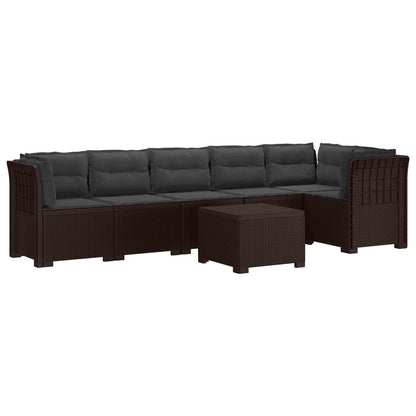 Divano da Giardino 6 Posti con Cuscini Aspetto Rattan PP | homemem39