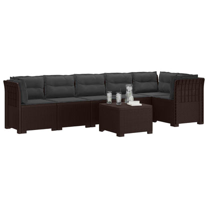 Divano da Giardino 6 Posti con Cuscini Aspetto Rattan PP | homemem39