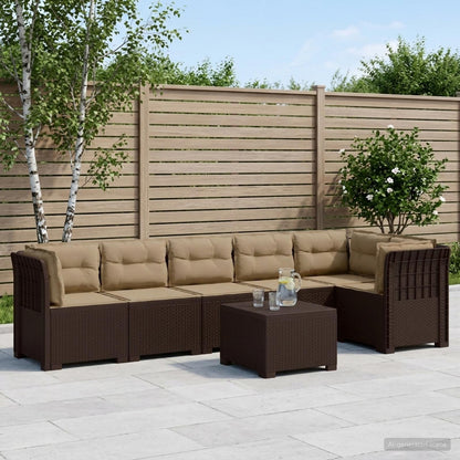 Divano da Giardino 6 Posti con Cuscini Aspetto Rattan PP | homemem39