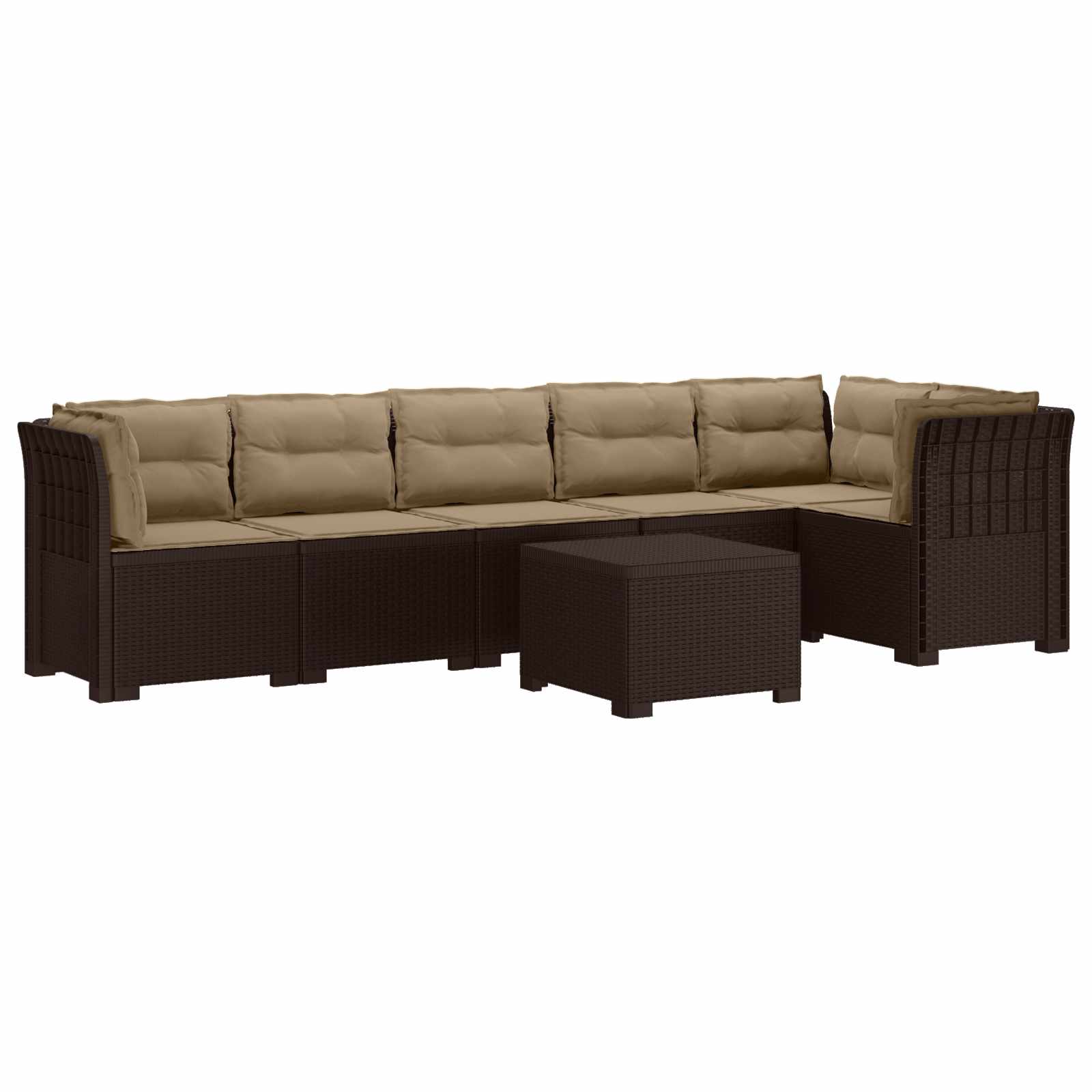 Divano da Giardino 6 Posti con Cuscini Aspetto Rattan PP | homemem39