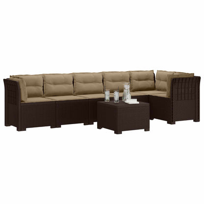 Divano da Giardino 6 Posti con Cuscini Aspetto Rattan PP | homemem39