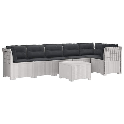 Divano da Giardino 6 Posti con Cuscini Aspetto Rattan PP Bianco | homemem39