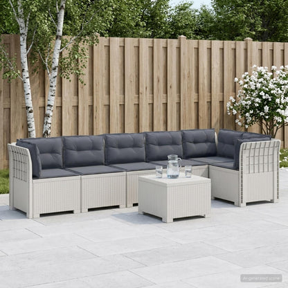 Divano da Giardino 6 Posti con Cuscini Aspetto Rattan PP Bianco | homemem39
