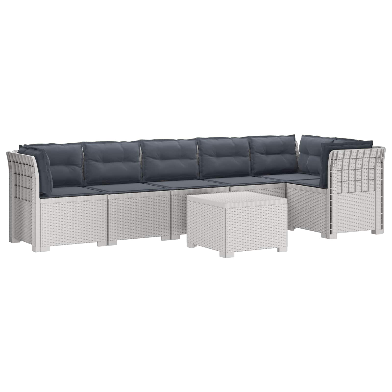 Divano da Giardino 6 Posti con Cuscini Aspetto Rattan PP Bianco | homemem39