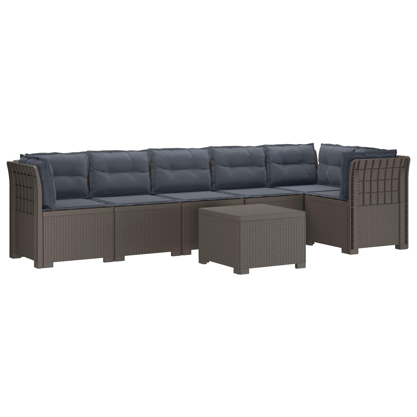 Divano da Giardino 6 Posti con Cuscini Aspetto Rattan PP | homemem39