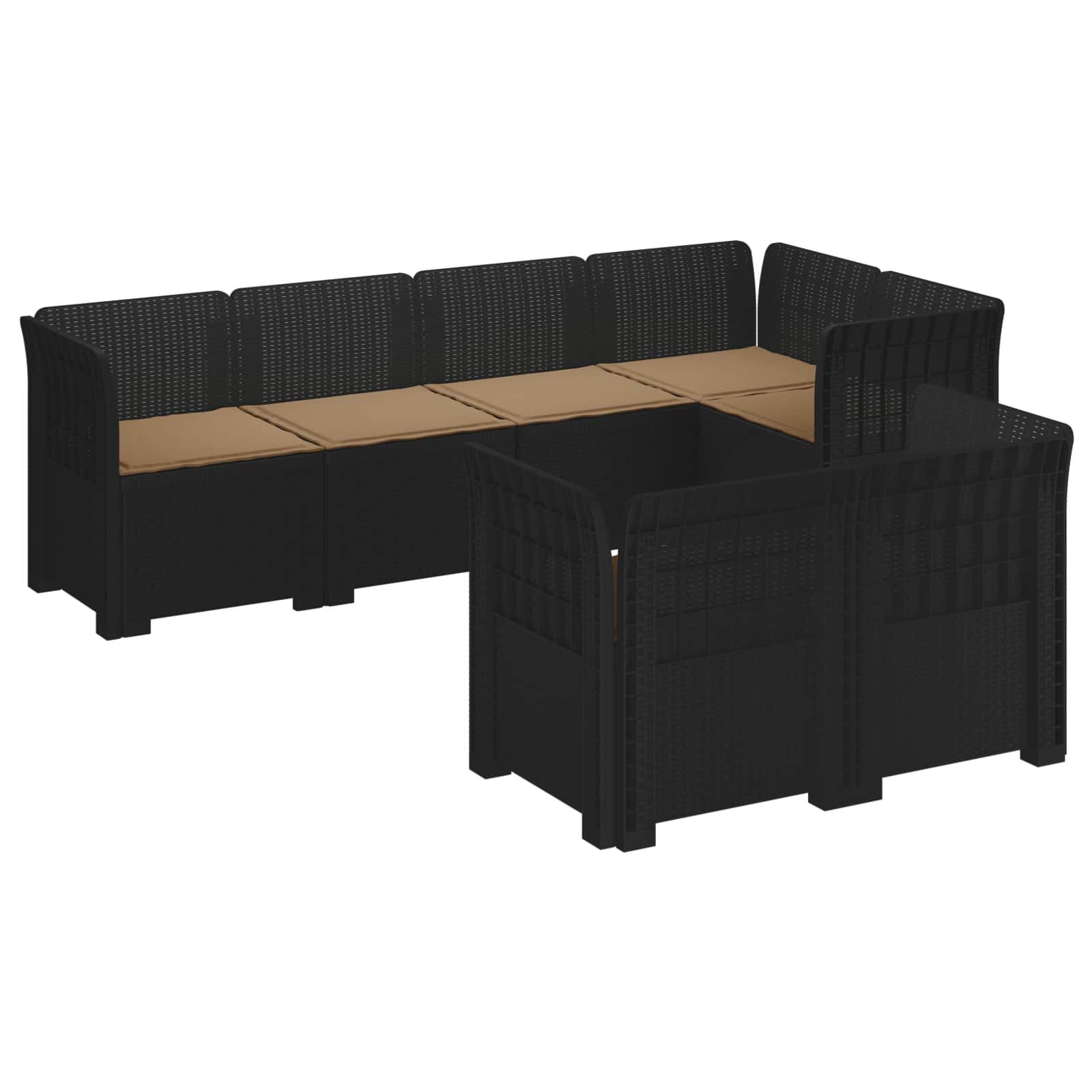Divano 7 Posti da Giardino con Cuscini Aspetto Rattan PP | homemem39