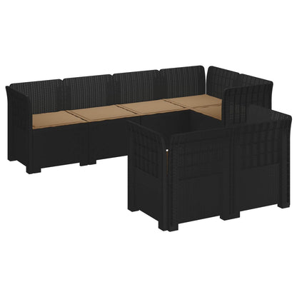 Divano 7 Posti da Giardino con Cuscini Aspetto Rattan PP | homemem39