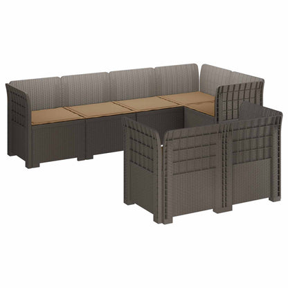 Divano 7 Posti da Giardino con Cuscini Aspetto Rattan PP | homemem39