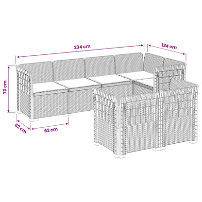 Divano 7 Posti da Giardino con Cuscini Aspetto Rattan PP | homemem39