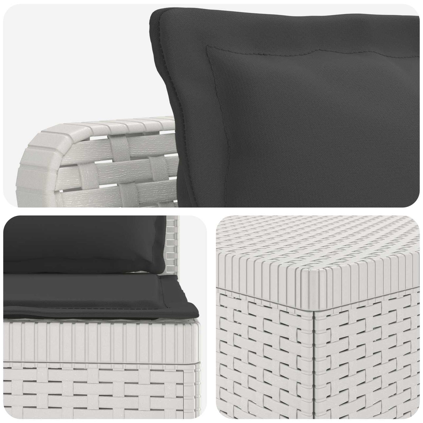 Divano 7 Posti da Giardino con Cuscini Aspetto Rattan PP Bianco | homemem39