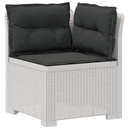Divano 7 Posti da Giardino con Cuscini Aspetto Rattan PP Bianco | homemem39