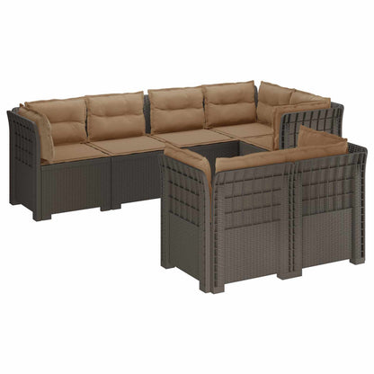 Divano 7 Posti da Giardino con Cuscini Aspetto Rattan PP | homemem39