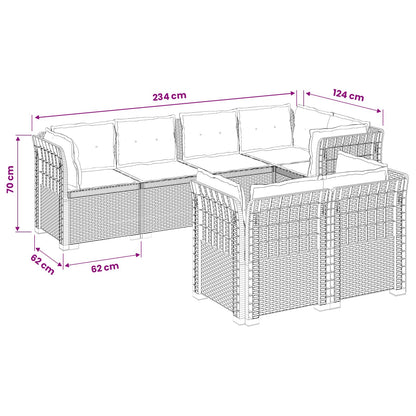 Divano 7 Posti da Giardino con Cuscini Aspetto Rattan PP | homemem39