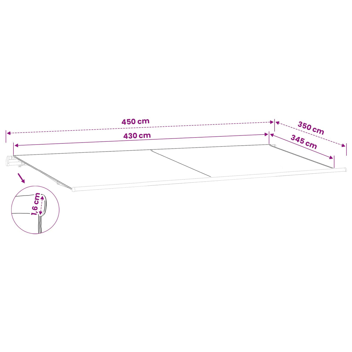 Telo di ricambio per tenda da sole Crema 450 × 350 cm