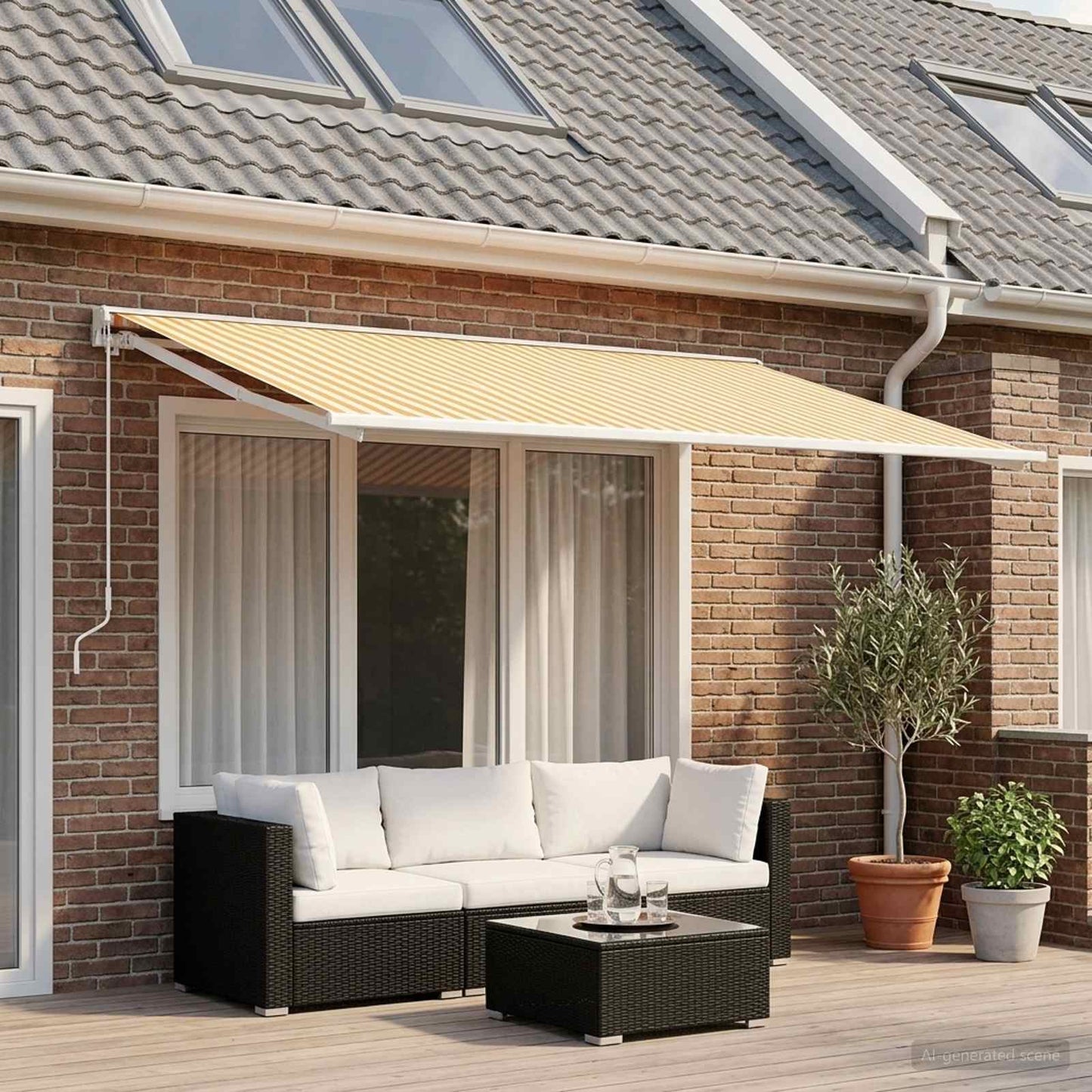 Telo di ricambio per tenda da sole Giallo e Bianco 300 x 200 cm