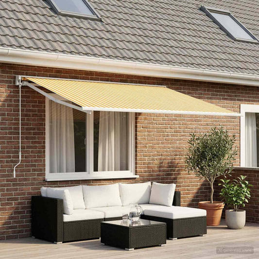 Telo di ricambio per tenda da sole Giallo e Bianco 400 × 350 cm | homemem39
