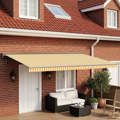 Telo di ricambio per tenda da sole Giallo e Bianco 500 × 300 cm | homemem39