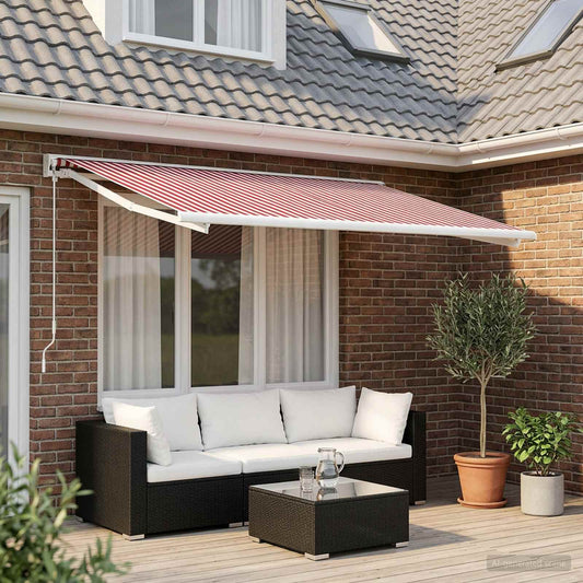 Telo di ricambio per tenda da sole Rosso e Bianco 500 × 350 cm | homemem39