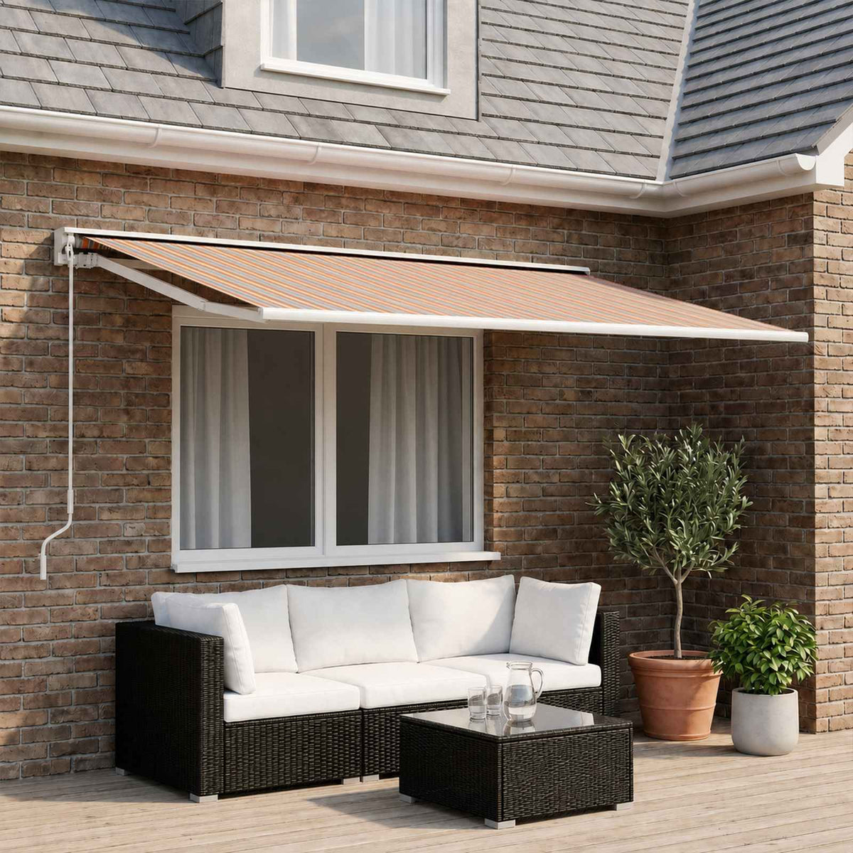Telo di ricambio per tenda da sole Blu e Arancione 600 × 300 cm