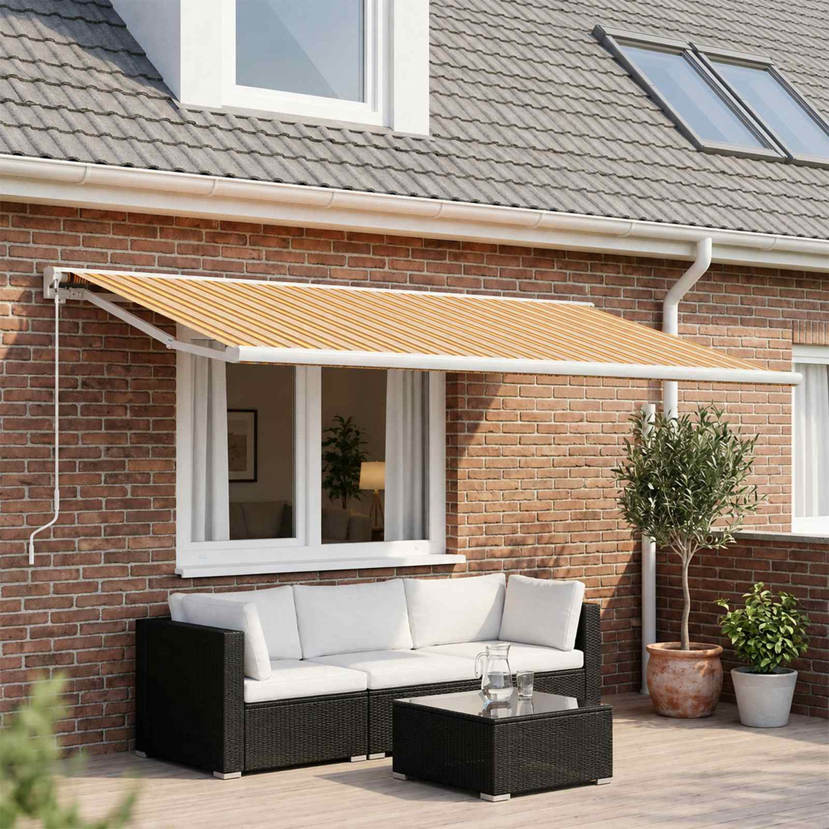 Telo di ricambio per tenda da sole Arancione e Nero Poliestere