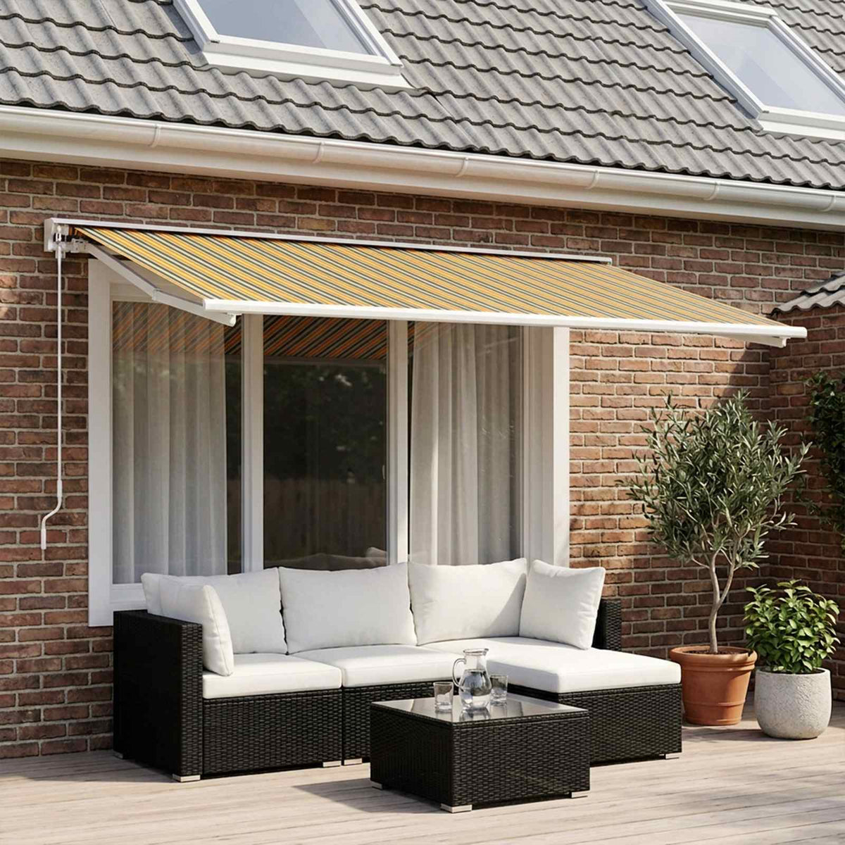 Telo di ricambio per tenda da sole Verde e Giallo 400 × 350 cm