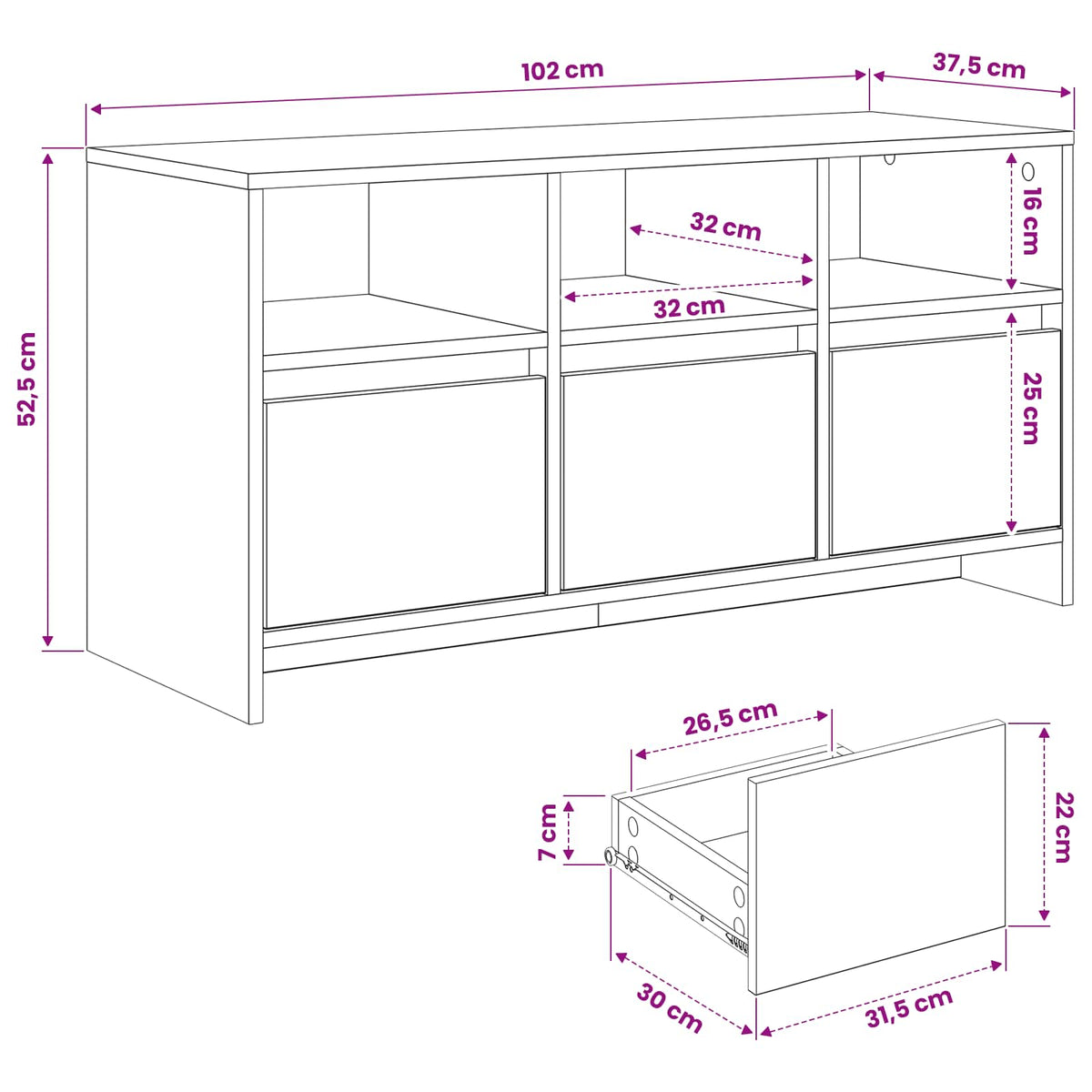 Mobile TV 102 x 37,5 x 52,5 cm Rovere Artigianale | homemem39