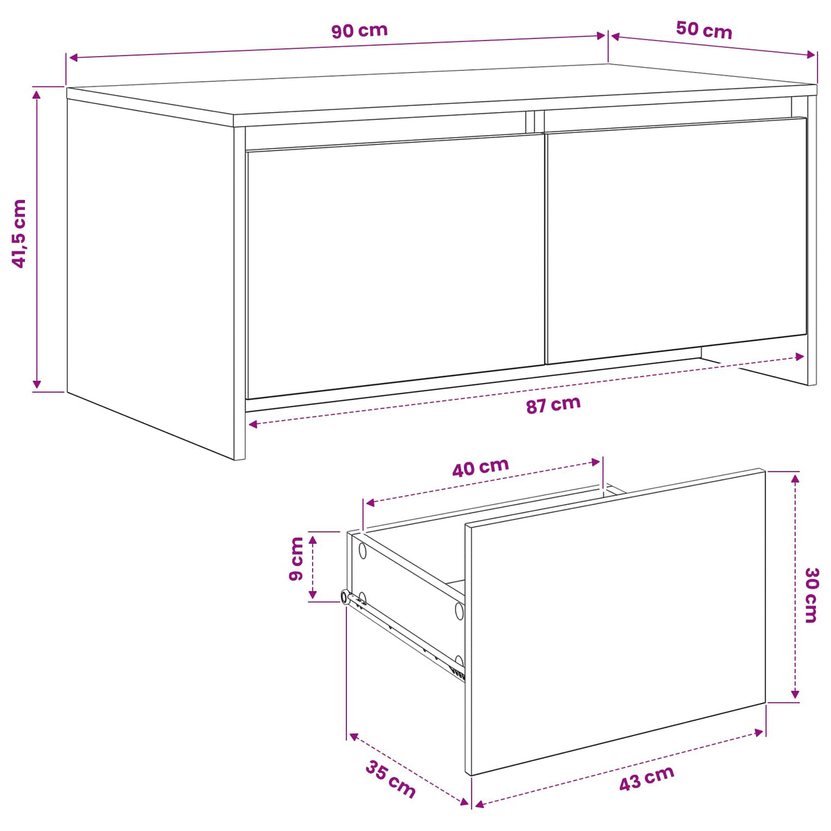 Tavolino da salotto Rovere Artigianale 90 x 50 x 41.5 cm | homemem39