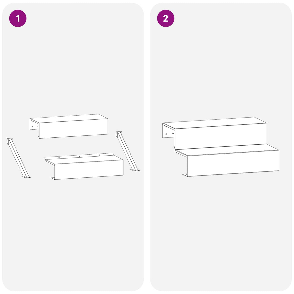 Scala da giardino a 2 gradini 80,5 x 56,5 x 34 cm Acciaio Nero | homemem39