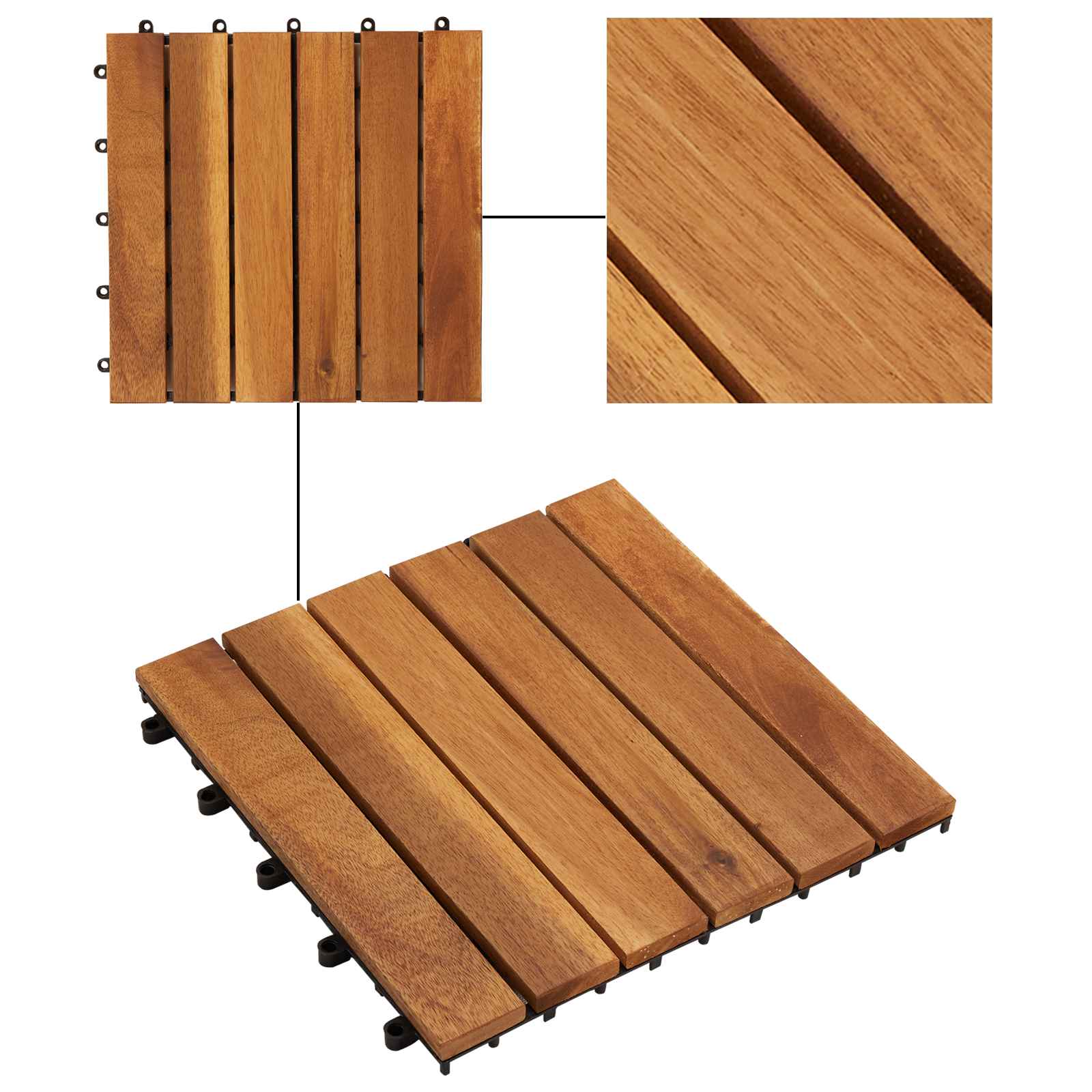 Piastrella per Decking 30 pcs Marrone 30 x 30 cm | homemem39
