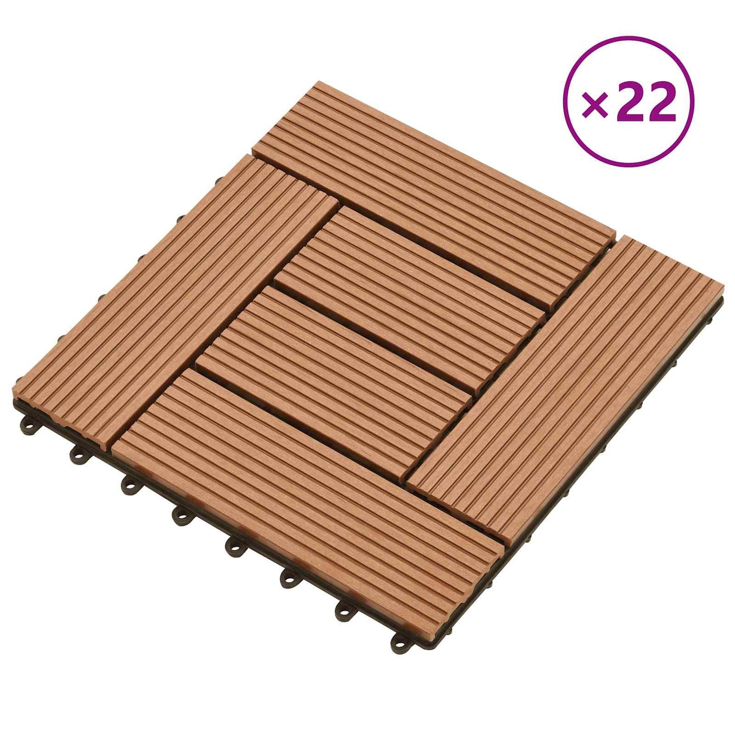 Piastrella per Decking 22 pcs Marrone 30 x 30 cm WPC | homemem39