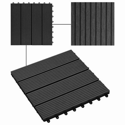 Piastrella per Decking 22 pcs Nero 30 x 30 cm WPC | homemem39