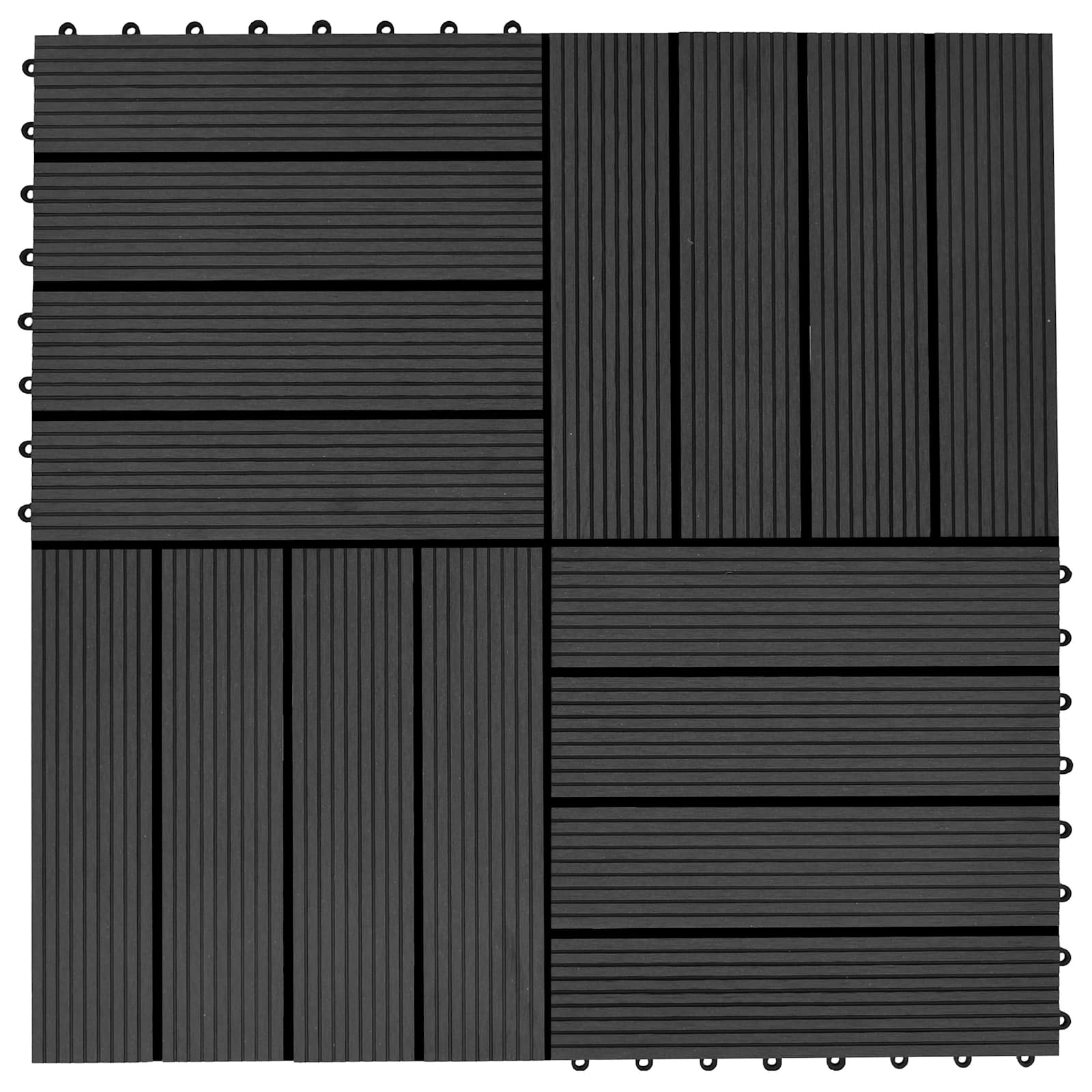 Piastrella per Decking 22 pcs Nero 30 x 30 cm WPC | homemem39