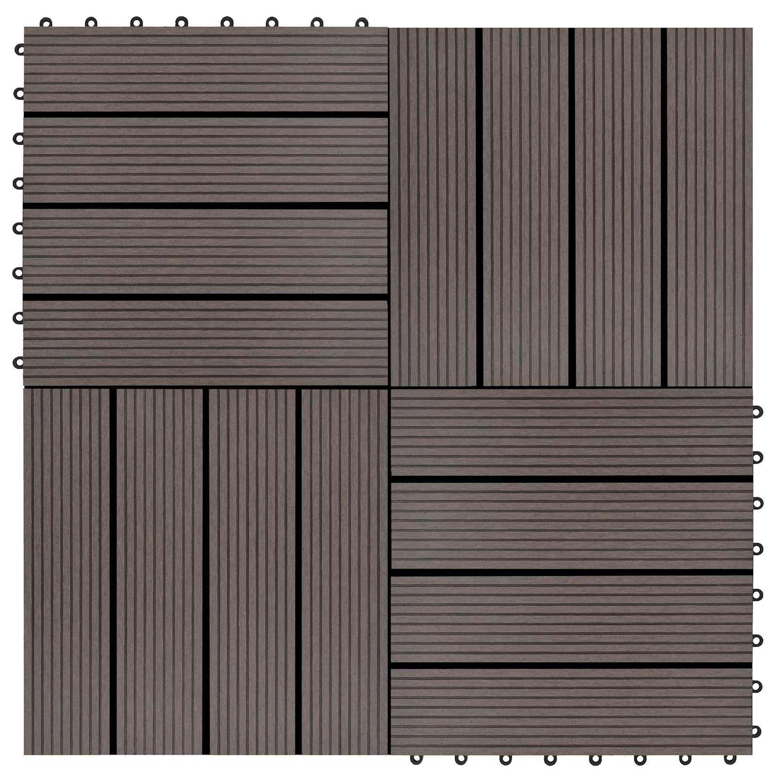 Piastrella per Decking 22 pcs Marrone Scuro 30 x 30 cm WPC | homemem39