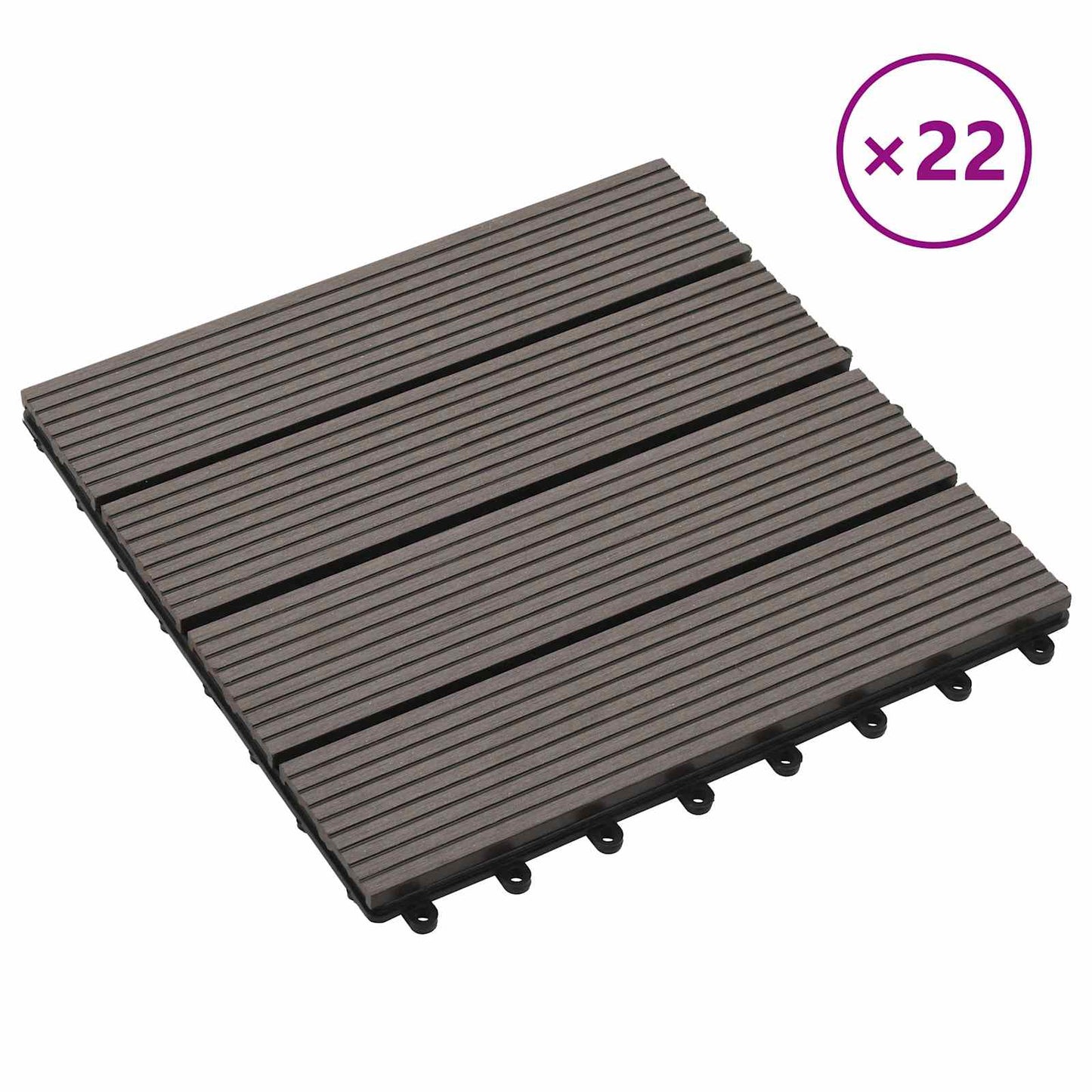 Piastrella per Decking 22 pcs Marrone Scuro 30 x 30 cm WPC | homemem39